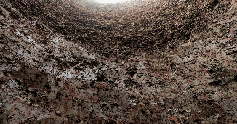 layers of dirt in a well borehole