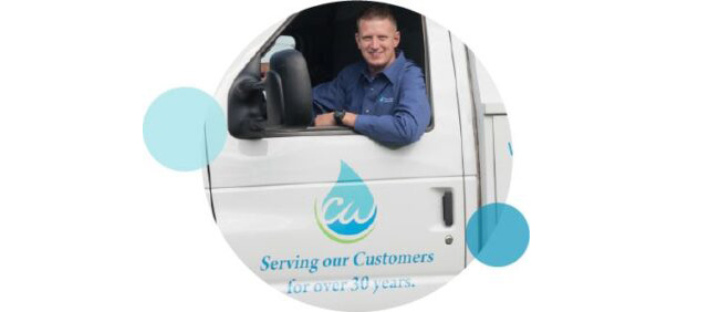 Carroll Water Water Delivery tech in truck