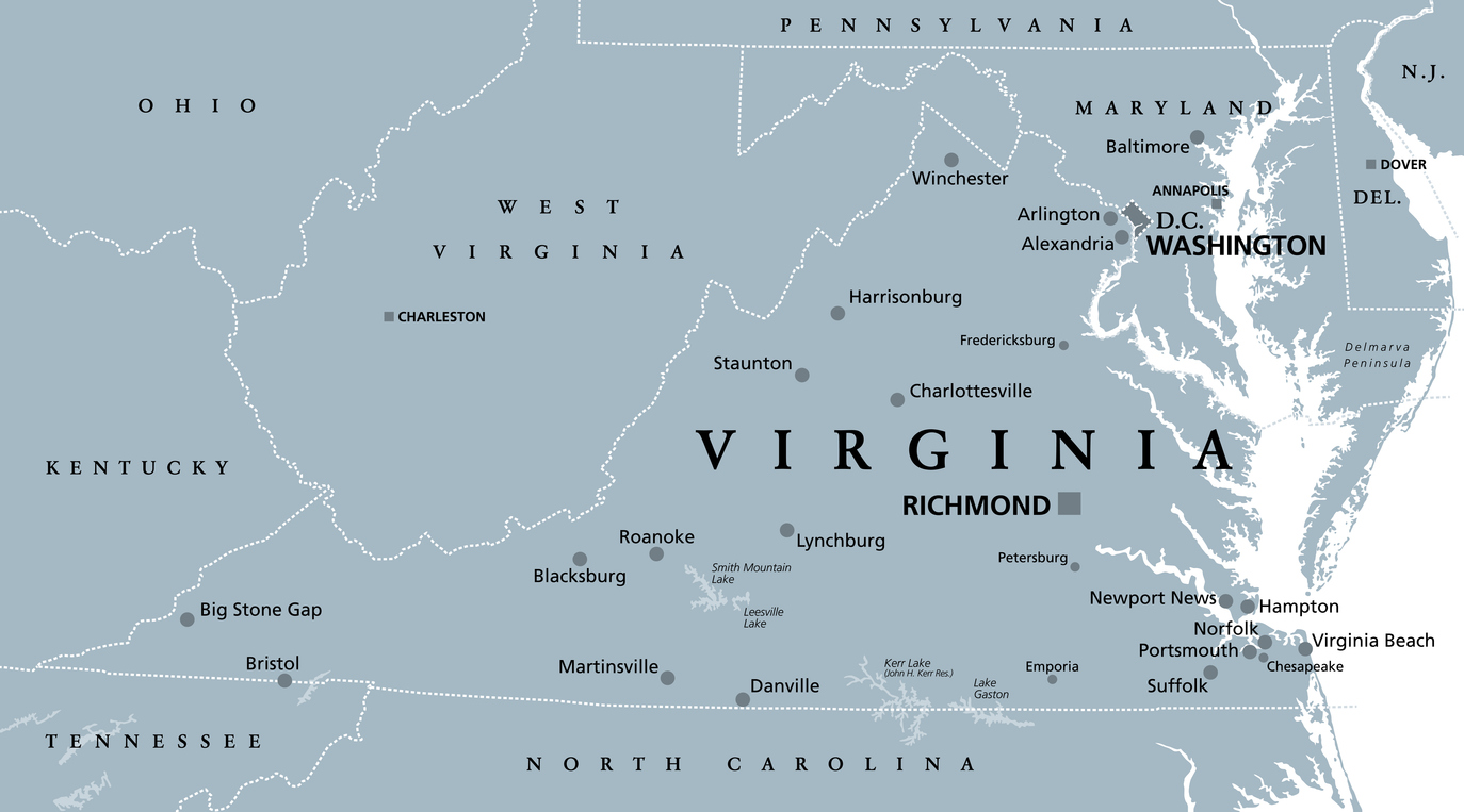 Virginia, VA map
