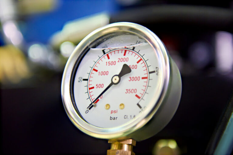 Pressure meter with arrow closeup
